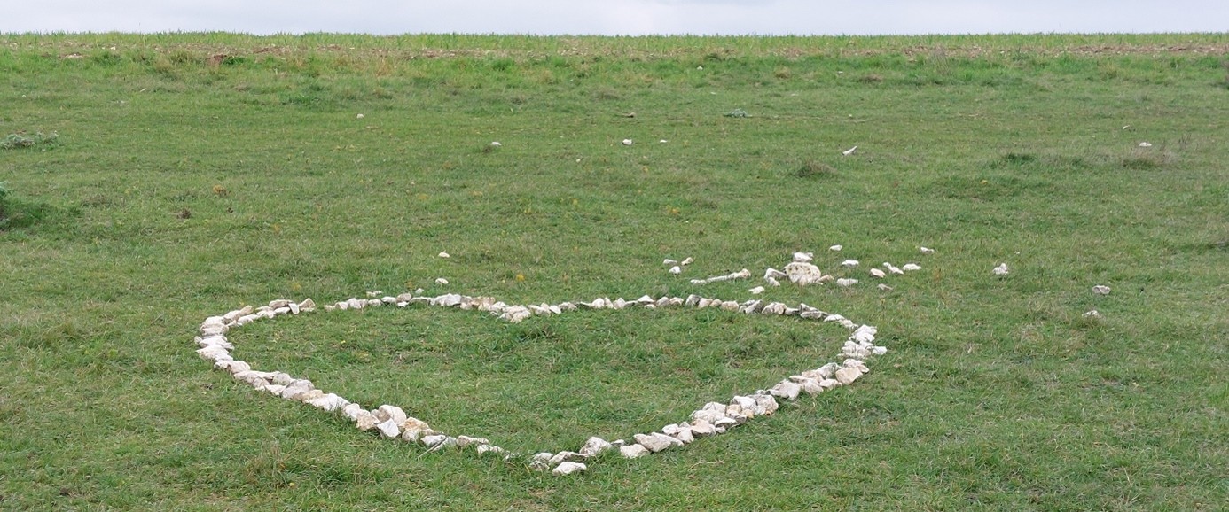 Wiese mit Steine Herz