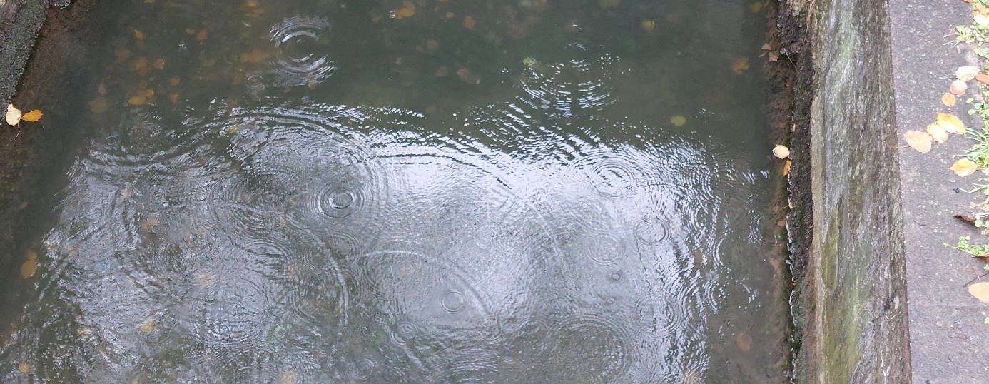 Regentropfen im Wasser