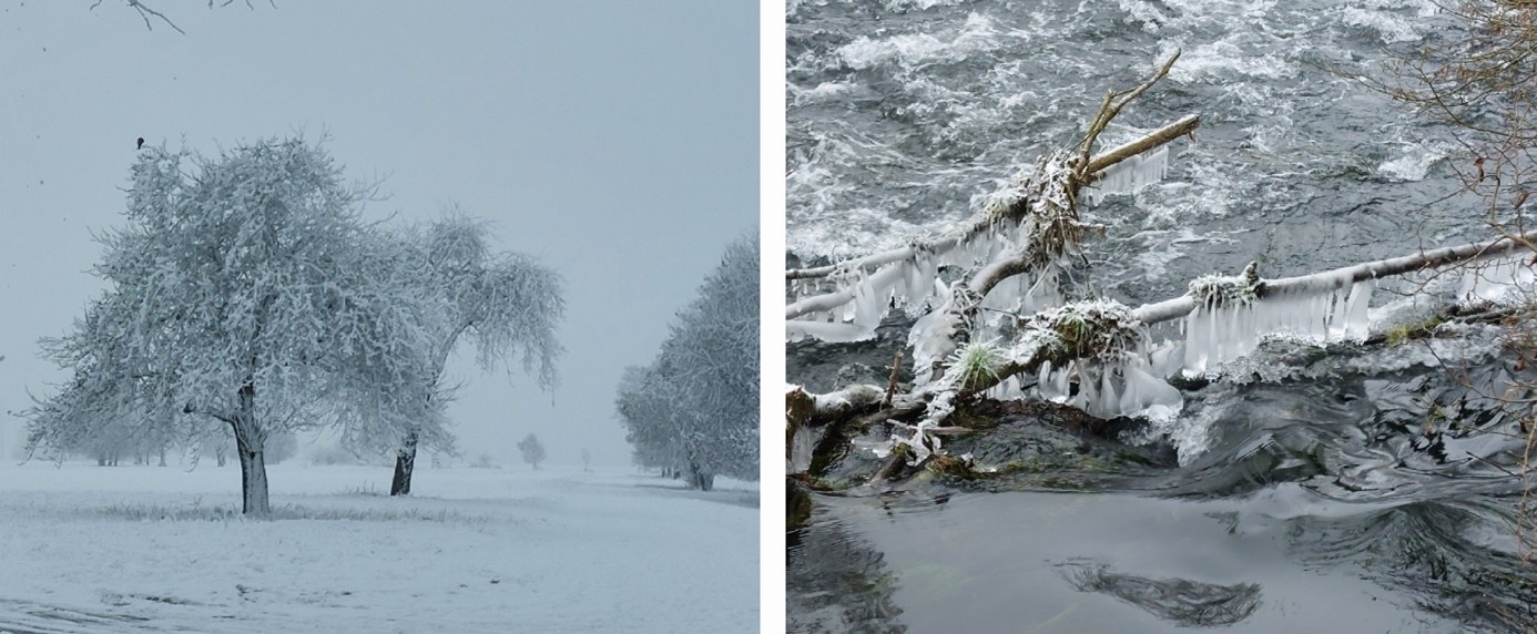 Winterlandschaft Wasser gefroren 2 er Collage